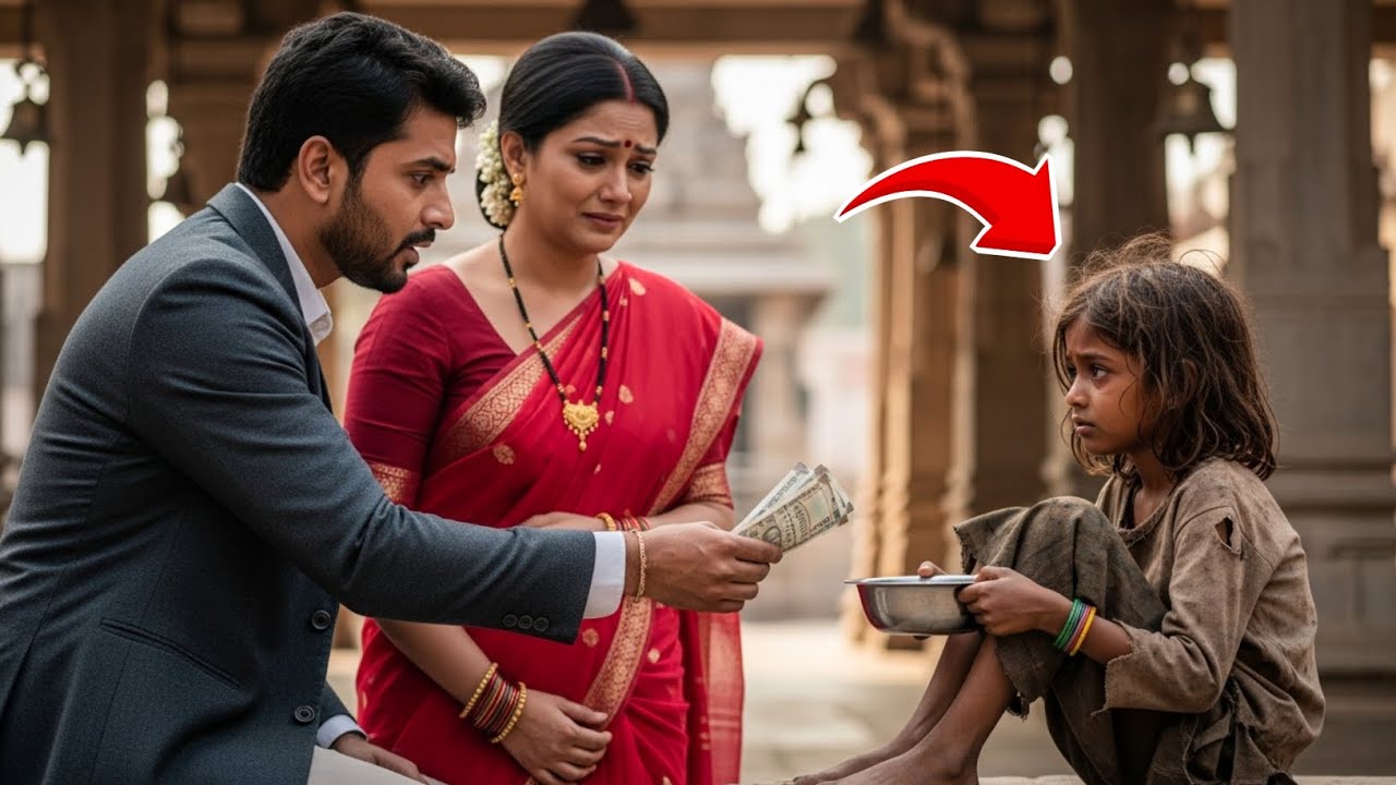 8 साल की लड़की मंदिर के आंगन में भीख मांगती हुई मिली करोड़पति आदमी और उसकी पत्नी ने जो किया#sadstory