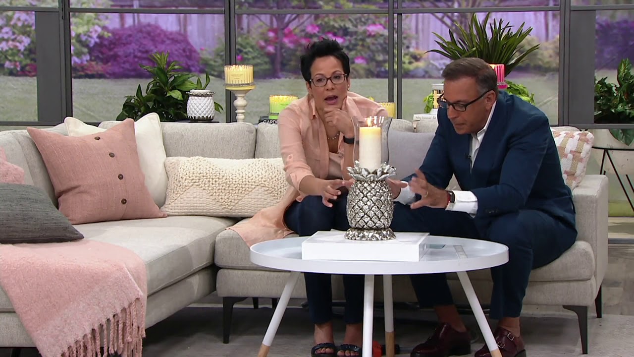 HomeWorx by Harry Slatkin 17" Pineapple Hurricane with Pillar Candle on