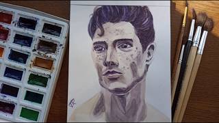 STEP BY STEP Watercolor Painting a PORTRAIT of a young man