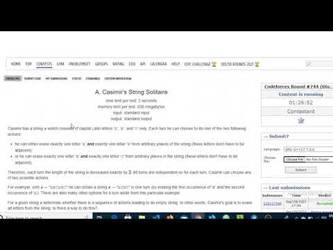 Casimir's String solitaire| Codeforces round 744 div3 solutions