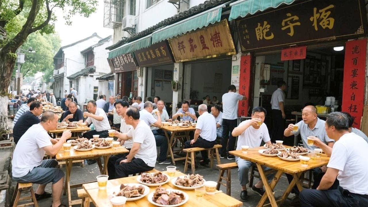 Hồ Châu, tỉnh Chiết Giang, hầm thịt cừu trong một nồi lớn, với 80 kg thịt, 8 kg rượu và 2 kg đường!