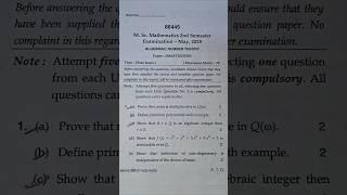 MDU 2025 M.sc Mathematics (Algebraic number theory)sem 2 #exam