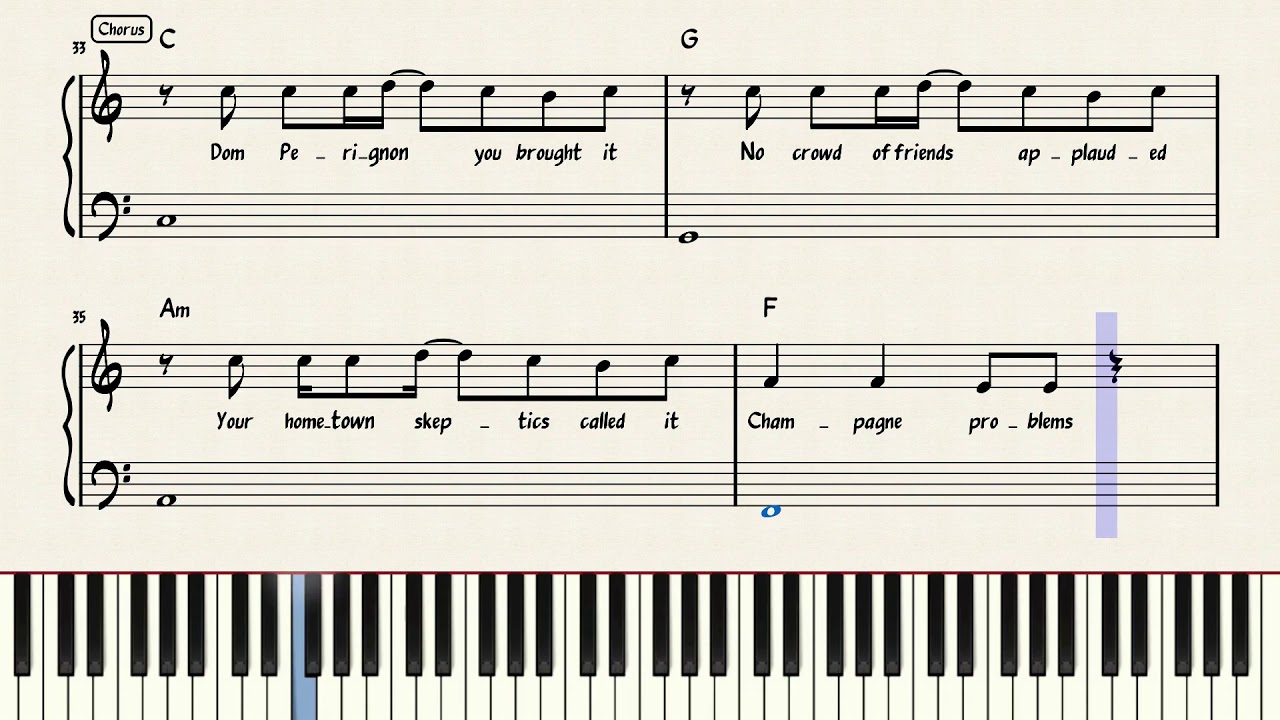 Champagne Problems - Taylor Swift | Piano sheet music (w/lyrics) - YouTube