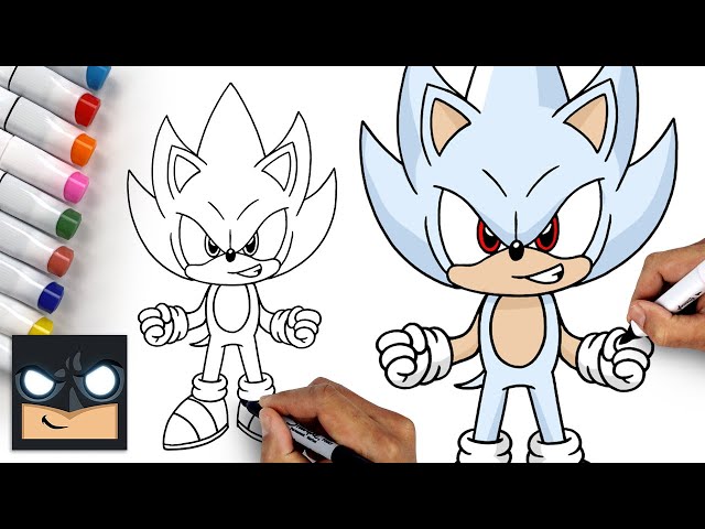 How To Draw Hyper Sonic  Step by Step Tutorial 