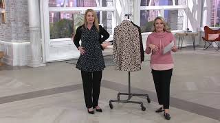 Susan Graver Petite Printed Stretch Peachskin Shirt on QVC