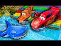 Disney pixar cars falling into deep pool lightning mcqueen tow mater mack sally francesco
