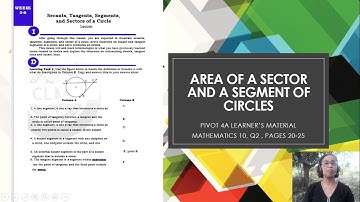 Week 5-6: Area of a Circle, a  Sector and a Segment