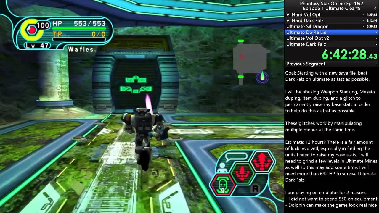 Phantasy Star Online Episode 1 Ultimate 100 Speedrun In 9 41 38 4 5 Youtube