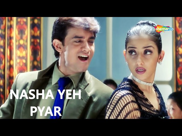 Nasha Yeh Pyar Ka Nasha | Aamir Khan | Manisha | Udit Narayan | Mann - HD Lyrical | Hit Love Song class=