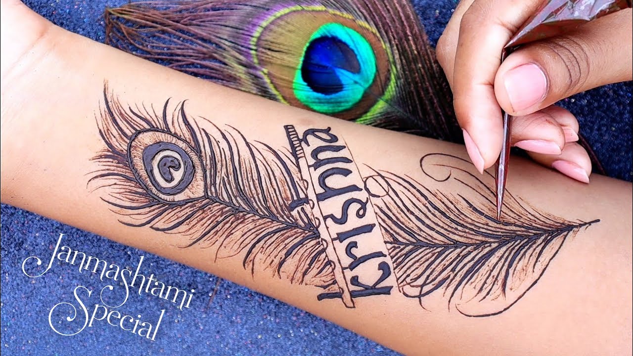 Henna Peacock Feather Tattoo On Wrist