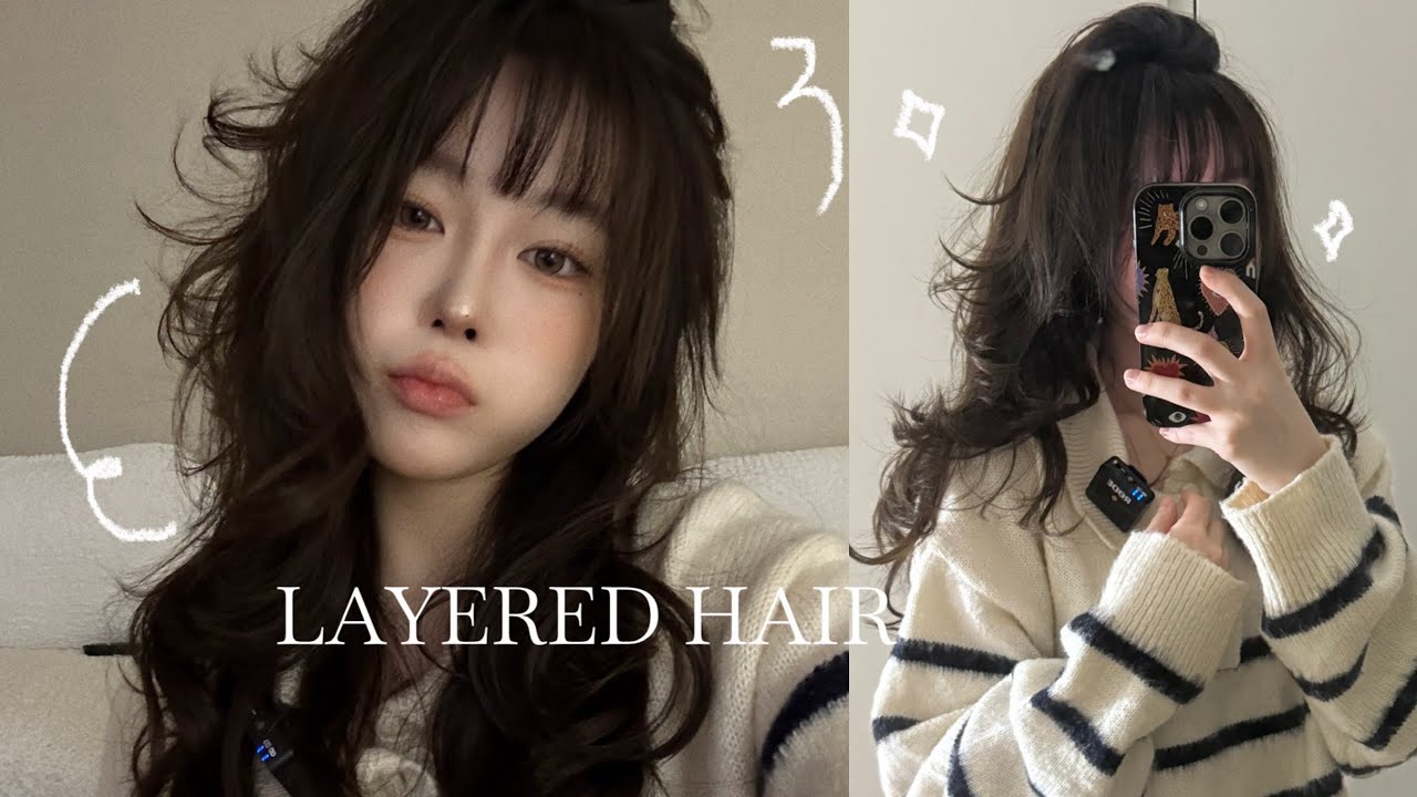 레이어드컷 헤어 스타일링 해보자 .................. | 층 많은 머리 스타일링 | 레이어드 긴단발 고데기