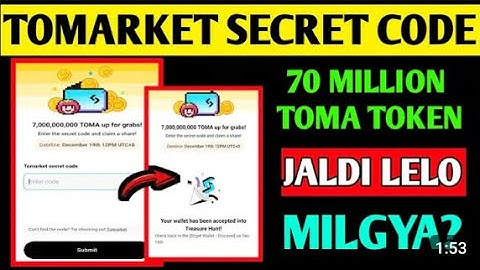 Tomarket 7,000,000,000 TOMA up for grabs | Tomarket New Update | Tomarket new update secret code