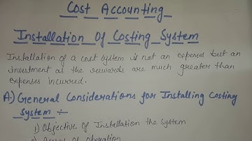 Installation Of Costing System