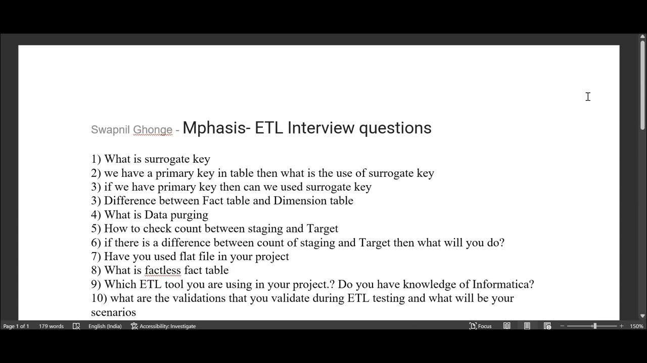 Mphasis ETL Testing Interview Question YouTube