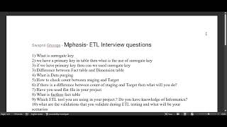 Mphasis ETL Testing Interview Question screenshot 4