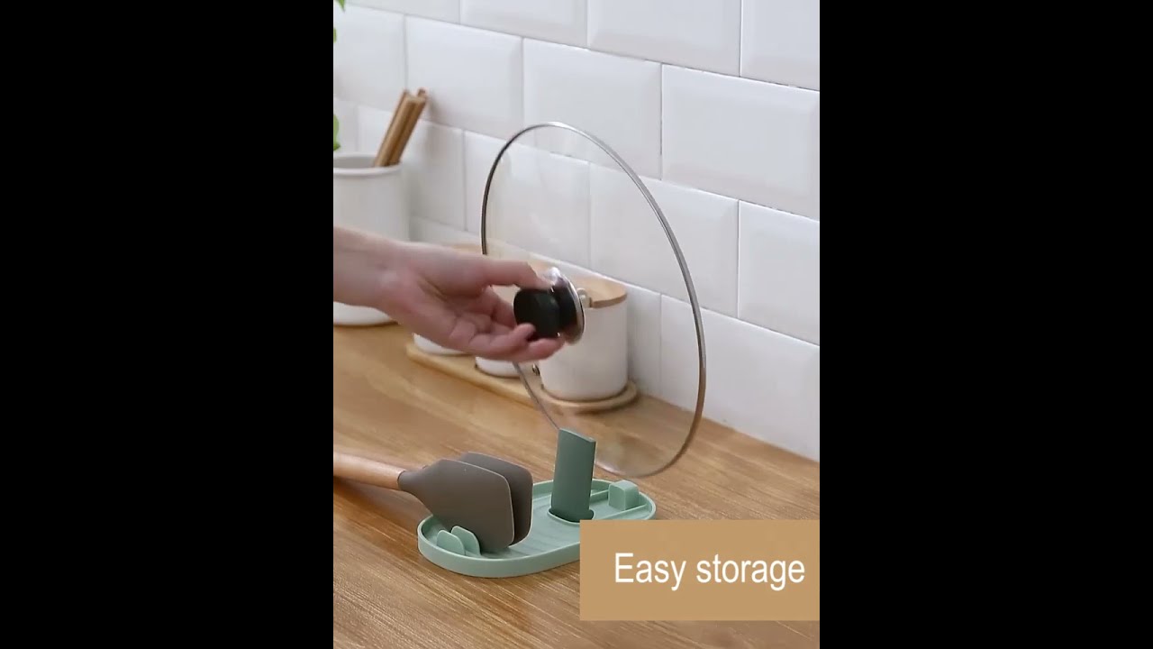 Pot Lid Holder Multi-Purposes Spoon Rest Kitchen Pot and Lid Storage Shelf Easy Clean Cooking Lid