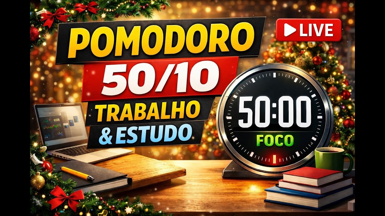 Pomodoro Live 50/10 – Foco e Produtividade para Trabalho e Estudo