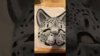 Snow Leopard Mask Progress!!! (#catmask #snowleopard #maskmaking #notatherian #cardboardmask )