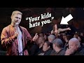 Lady embarrasses her kids at comedy show