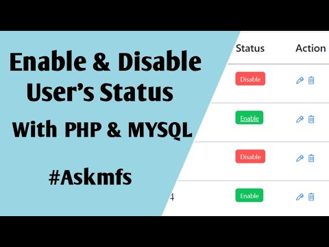 How to active inactive status in php | Enable disbale user&rsquo;s with Php & Mysql | #Askmfs