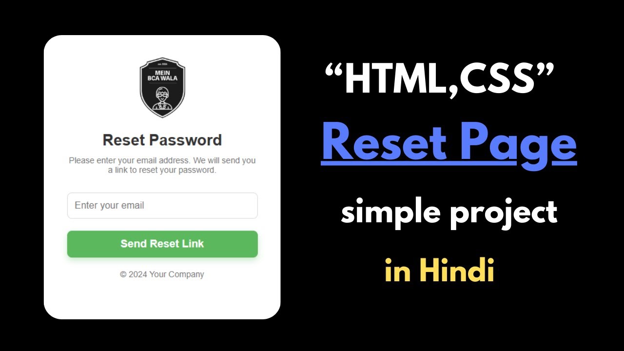 CREATE Password Reset Page in 5 Minutes with HTML and CSS in Hindi ...