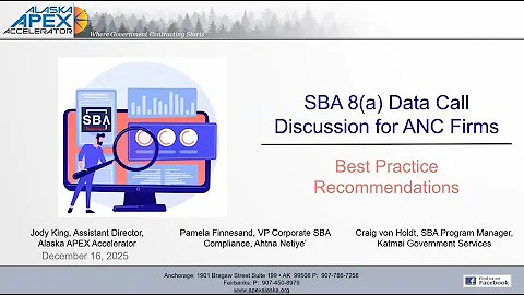 SBA 8(a) Business Data Call  Discussion Group for ANC Firms