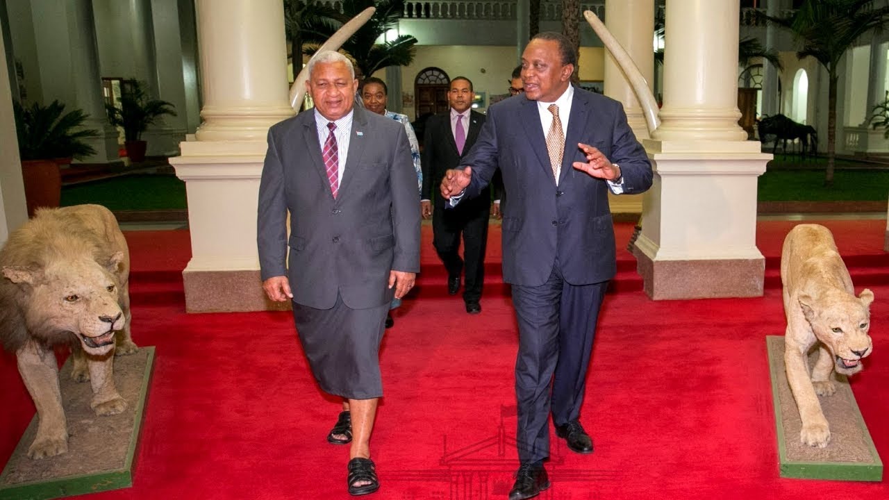 Fiji Prime Minister Frank Bainimarama Pays President Uhuru Kenyatta