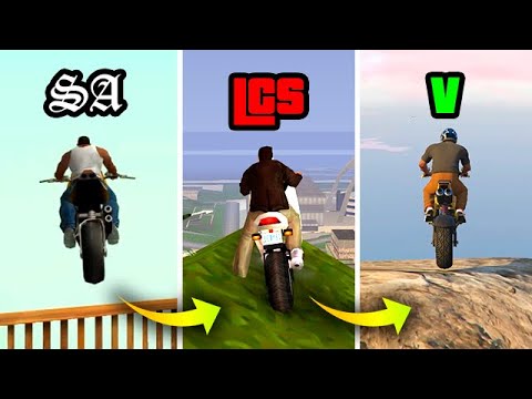 Jumping from the Highest Mountain by Bike in GTA Games (Evolution)