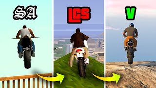 Jumping from the Highest Mountain by Bike in GTA Games (Evolution)