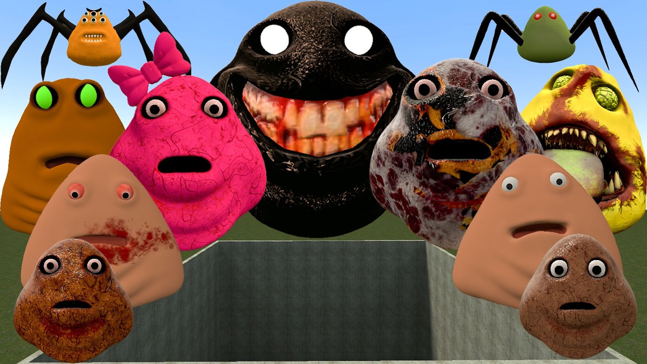😱SPARTAN KICKING POU BOU FAMILY FROM BOU'S REVENGE Of POU and SPRUNKI POU in LAVA HOLE Garry's Mod!