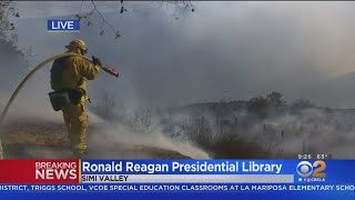 Firefighters Working To Protect Ronald Reagan Presidential Library