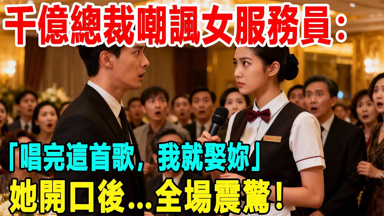 千億總裁嘲諷女服務員：「唱完這首歌，我就娶妳！」她開口後…千億富翁當場跪地痛哭！全場震驚！