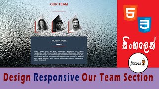 HTML & CSS Web Designing 09 - Responsive Our Team Section - Sinhala