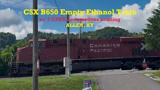 CSX B650 Empty Ethanol Train w/ 2 CPKC Locomotives Leading - Allen, KY