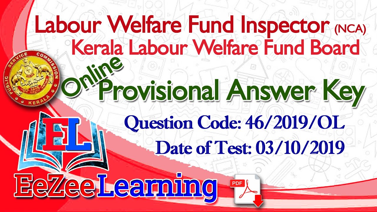 Labour Welfare Fund Inspector - Kerala Labour Welfare Fund Board | Provisional Answer Key (Online)