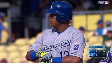 KC@LAD: Perez plates Cain with a single to center