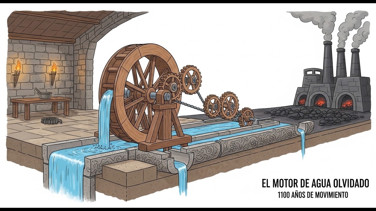 El motor de agua de 1.100 años que generaba movimiento infinito y fue olvidado por el carbón