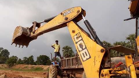 New holland tractor soil loading work | JCB 3DX Machine | Tractor unloading soil video