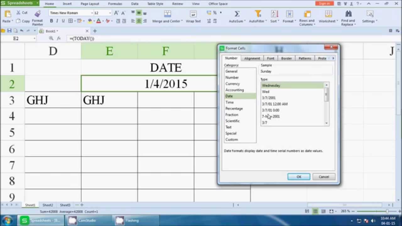 how to insert current date in excel automatically