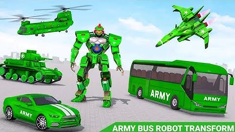 Army Bus Robot Transform battle in flying car games and jet Robot games Gameplay - Android/iOS.