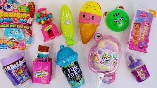 Candy toys and candy dispensers unboxing squishies Pikmi Pop cotton candy + lots more!