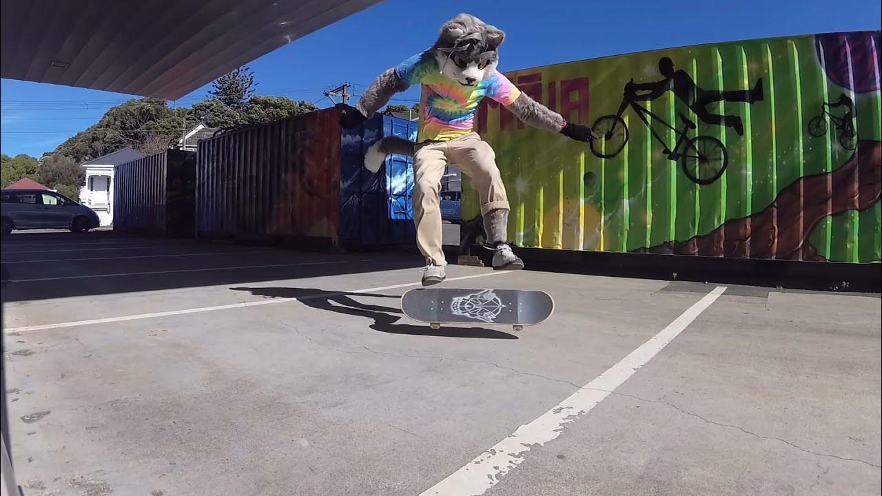 Five quick flat ground skateboard tricks in fursuit YouTube