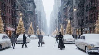1940s White Christmas in New York | Nostalgic Holiday Jazz & Midnight Snow