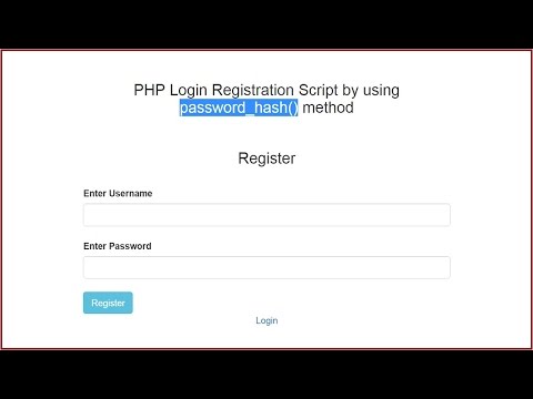 PHP Login Registration Script by using password_hash() method - Part 1