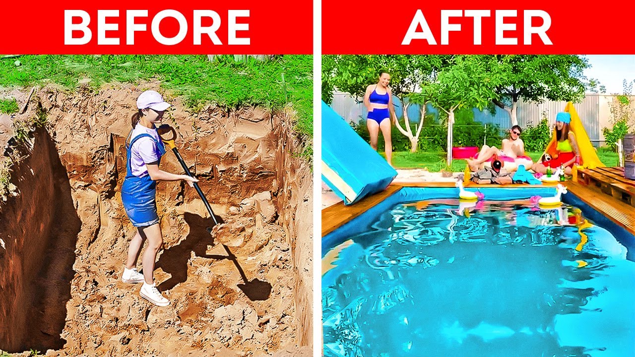 DIY BACKYARD POOL || Amazing DIYs For Your Cozy Backyard