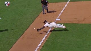 Panda lays out to make the grab on Fister