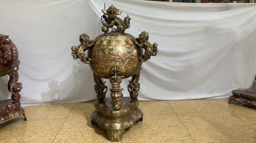 #dodongquangha Đồ Đồng Quang Hà - Đỉnh thất lân vờn cầu 1m1 khảm tam khí Call e : 0947128888