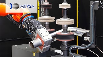 Robotic cell for grinding, polishing & brightening exhaust pipes - MEPSA CREP4210D