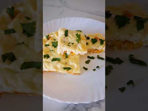 Омлет в духовкес сыром и кукурузой. #рецепты #рецепт #еда #омлет #завтрак #вкусно #быстрыерецепты