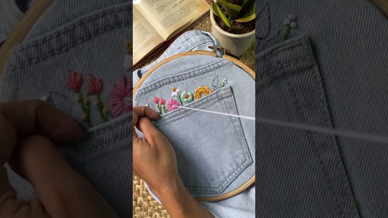 Hand embroidery on jeans